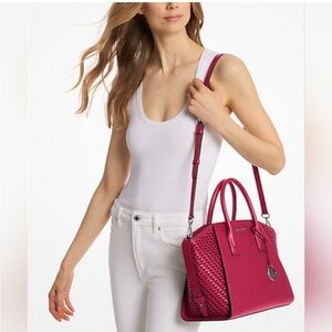 Michael Kors Vibrant Raspberry Large Avril Satchel NWT